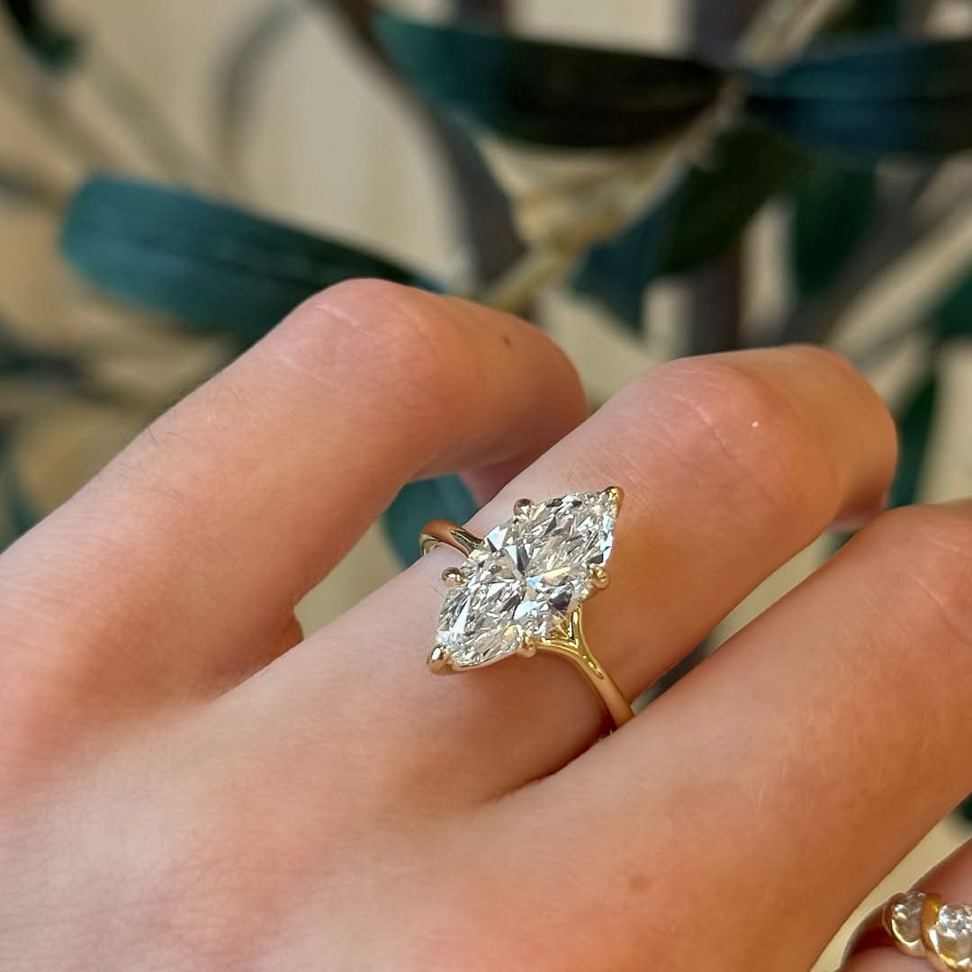 Ethereal Solitaire Marquise Cut 3.0ct Engagement Ring In Sterling Silver