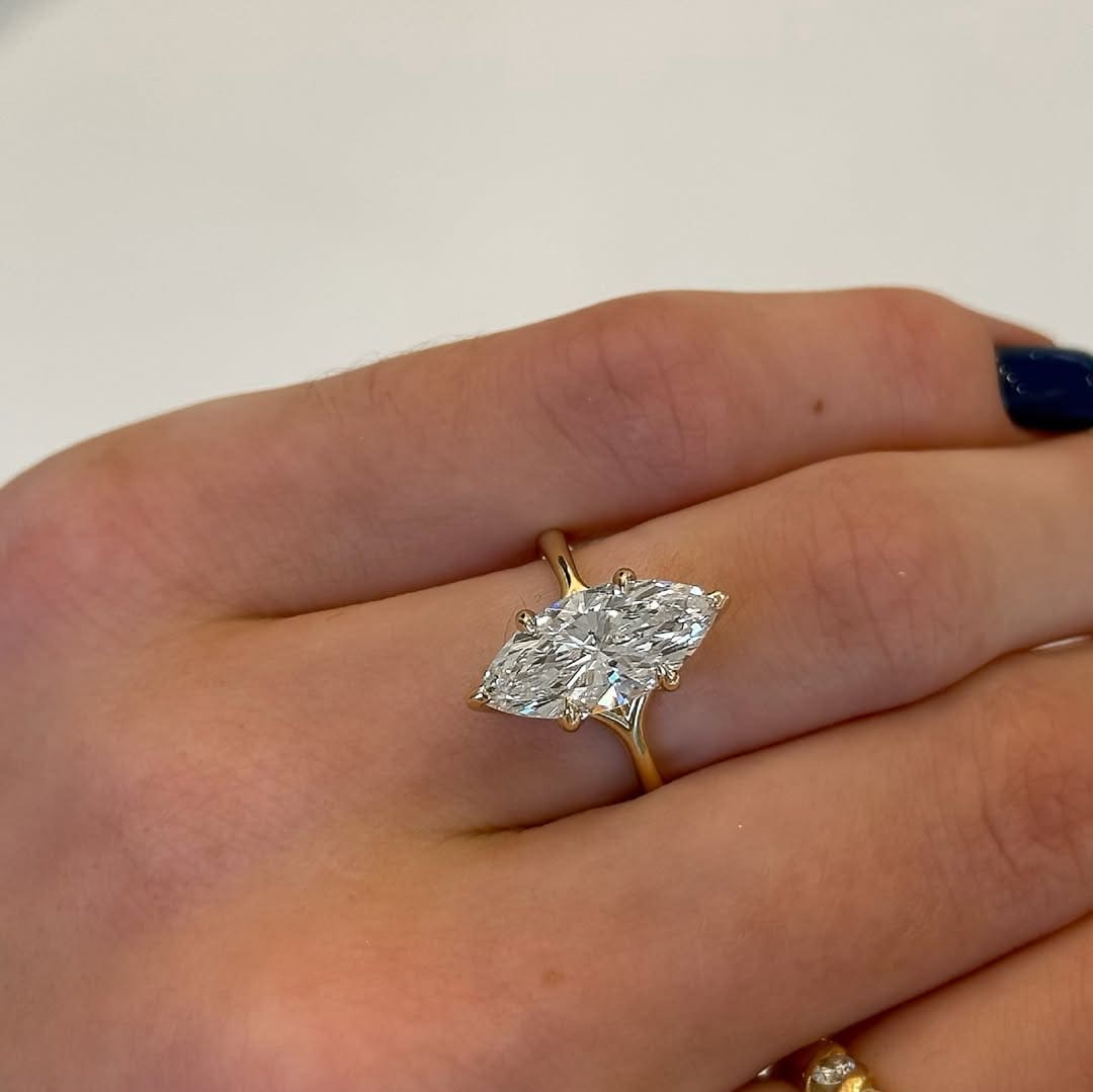 Ethereal Solitaire Marquise Cut 3.0ct Engagement Ring In Sterling Silver