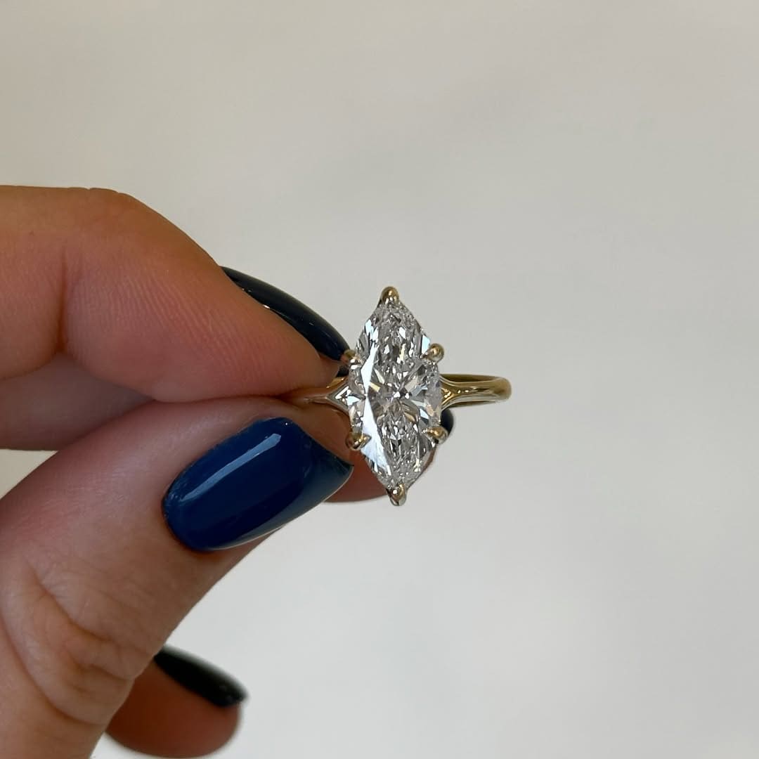 Ethereal Solitaire Marquise Cut 3.0ct Engagement Ring In Sterling Silver