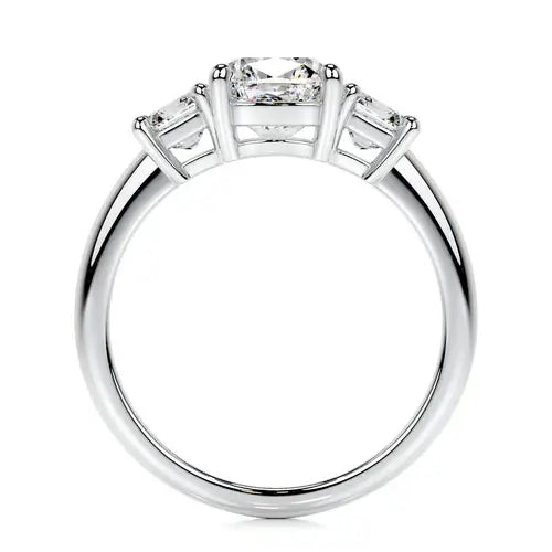 Gauzy Lunara Moissanite 2.0ct Cushion Cut 925 Sterling Silver Three Stone Engagement Ring