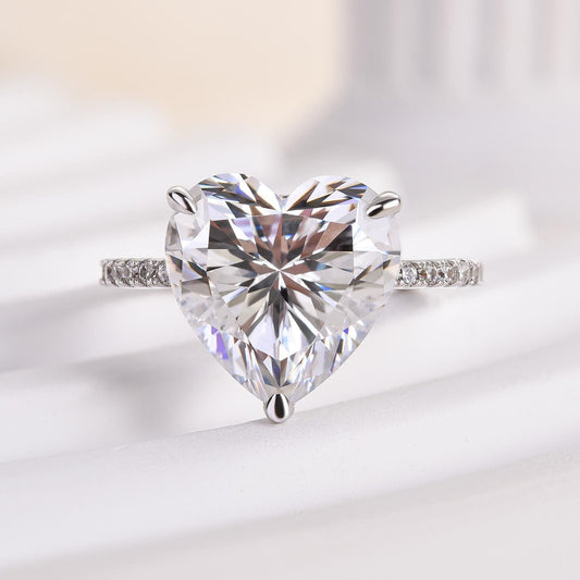 Glamorous Heart Cut 6.0ct Engagement Ring In Sterling Silver