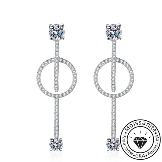 Round Cut White Stone Hoop Earrings in White Gold Plating with Moissanite, 925 Sterling Silver