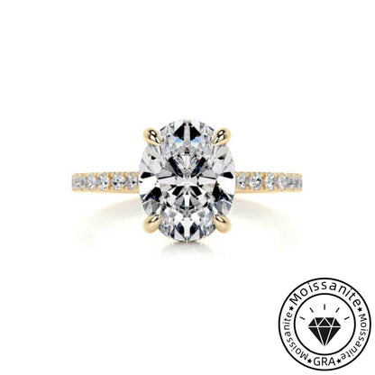 Radiating  Lunara Moissanite 3.0ct Oval Cut 925 Sterling Silver Hidden Halo Engagement Ring