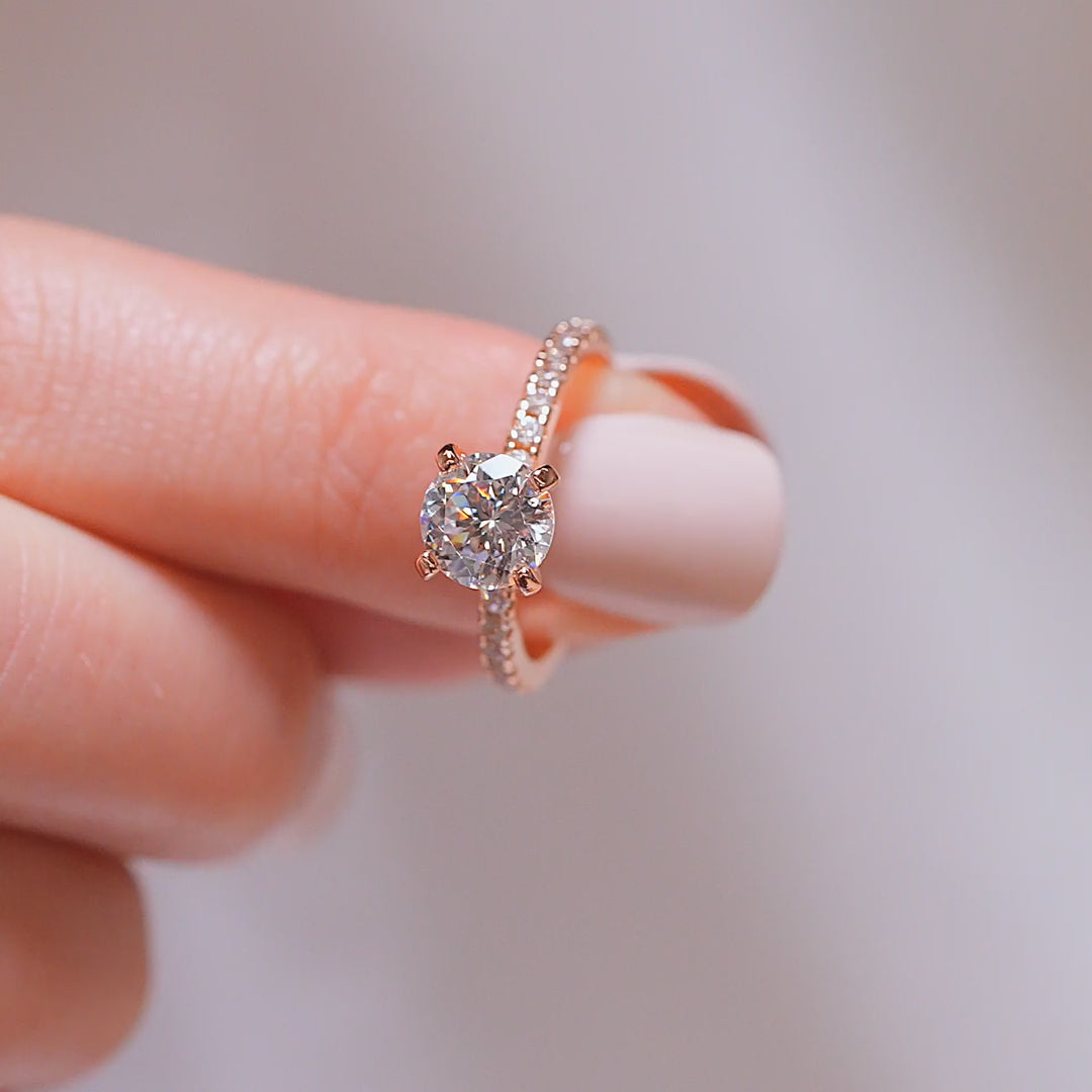 Resplendent Round Cut 1.2ct Pave 925 Sterling Silver Wedding Ring Set