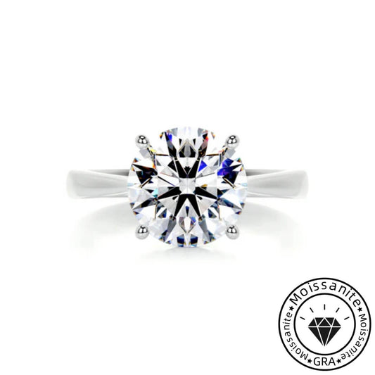 Vivid Lunara Moissanite 2.5ct Round Cut 925 Sterling Silver Solitaire Engagement Ring