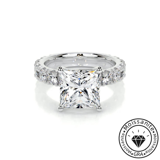Sumptuous Lunara Moissanite 3.0ct Princess Cut 925 Sterling Silver Pave Engagement Ring