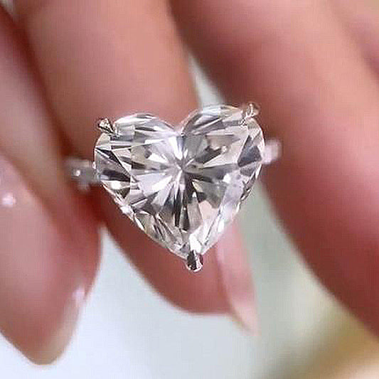 Glamorous Heart Cut 6.0ct Engagement Ring In Sterling Silver