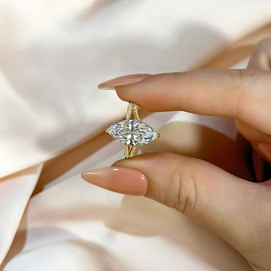 Lunara Exquisite 4.0ct Split Shank Marquise Cut Engagement Ring