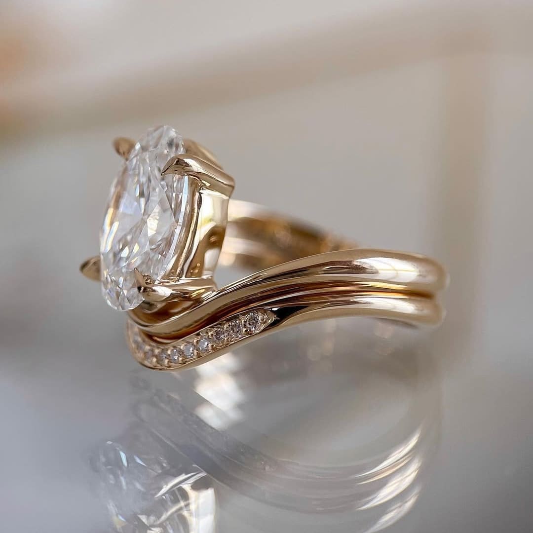 Dazzling Solitaire Oval Cut 4.0ct Ring Sets In Sterling Sliver