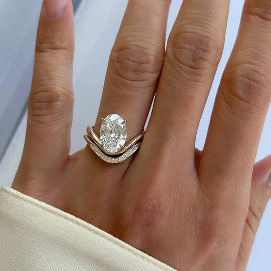 Dazzling Solitaire Oval Cut 4.0ct Ring Sets In Sterling Sliver