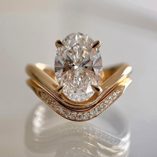 Dazzling Solitaire Oval Cut 4.0ct Ring Sets In Sterling Sliver