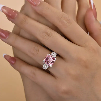 Elegant Asscher Cut 6.0ct Morganite Pink Engagement Ring