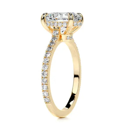 Radiating  Lunara Moissanite 3.0ct Oval Cut 925 Sterling Silver Hidden Halo Engagement Ring