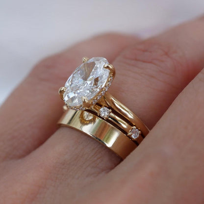 Elegant Hidden Halo 3PC Oval Cut 5.0ct Ring Sets In Sterling Sliver