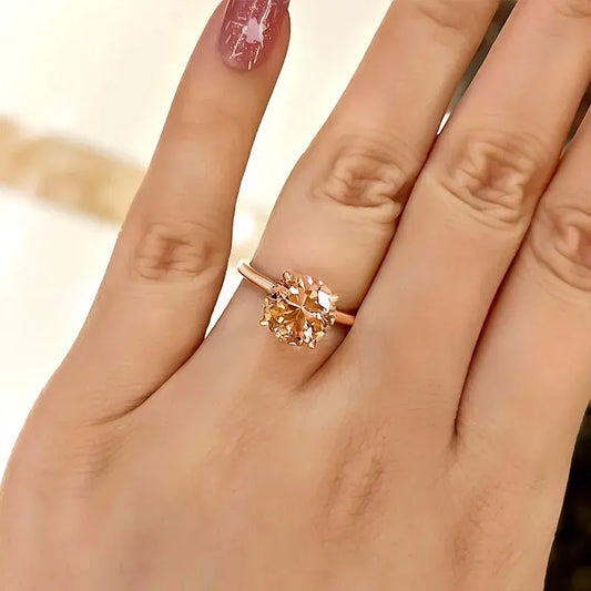 Sparkling 2.0ct Round Cut Morganite Pink Engagement Ring In Sterling Silver