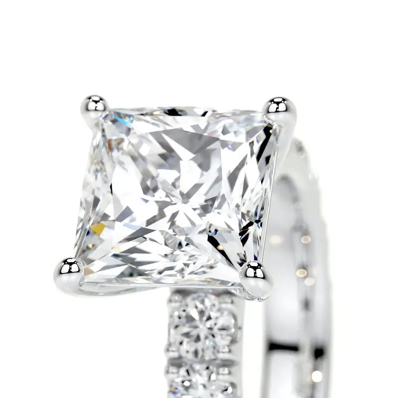 Sumptuous Lunara Moissanite 3.0ct Princess Cut 925 Sterling Silver Pave Engagement Ring