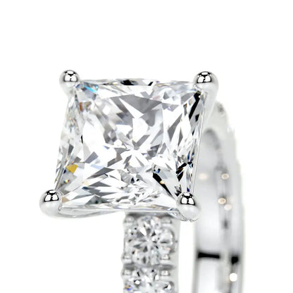 Sumptuous Lunara Moissanite 3.0ct Princess Cut 925 Sterling Silver Pave Engagement Ring