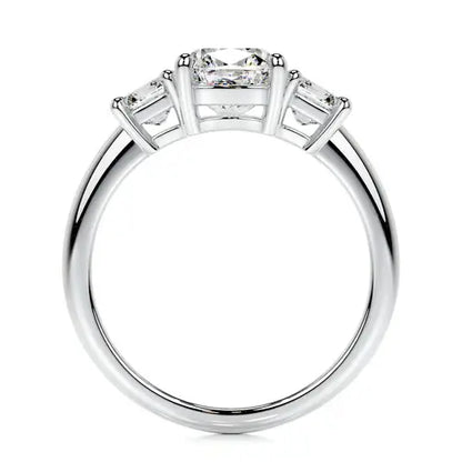 Gauzy Lunara Moissanite 2.0ct Cushion Cut 925 Sterling Silver Three Stone Engagement Ring