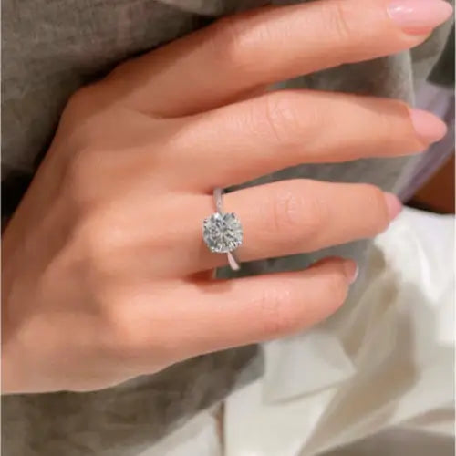 Vivid Lunara Moissanite 2.5ct Round Cut 925 Sterling Silver Solitaire Engagement Ring