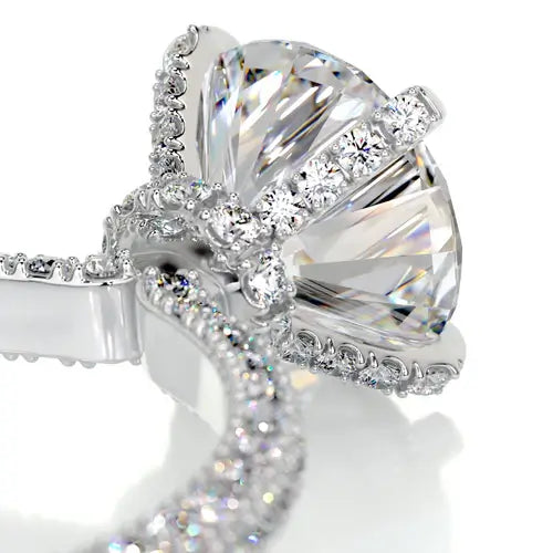 Gleaming Lunara Moissanite 3.0ct Round Cut 925 Sterling Silver Pave Engagement Ring