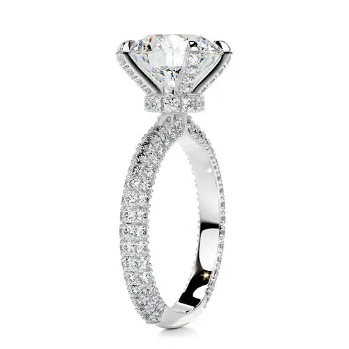 Gleaming Lunara Moissanite 3.0ct Round Cut 925 Sterling Silver Pave Engagement Ring