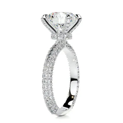 Gleaming Lunara Moissanite 3.0ct Round Cut 925 Sterling Silver Pave Engagement Ring
