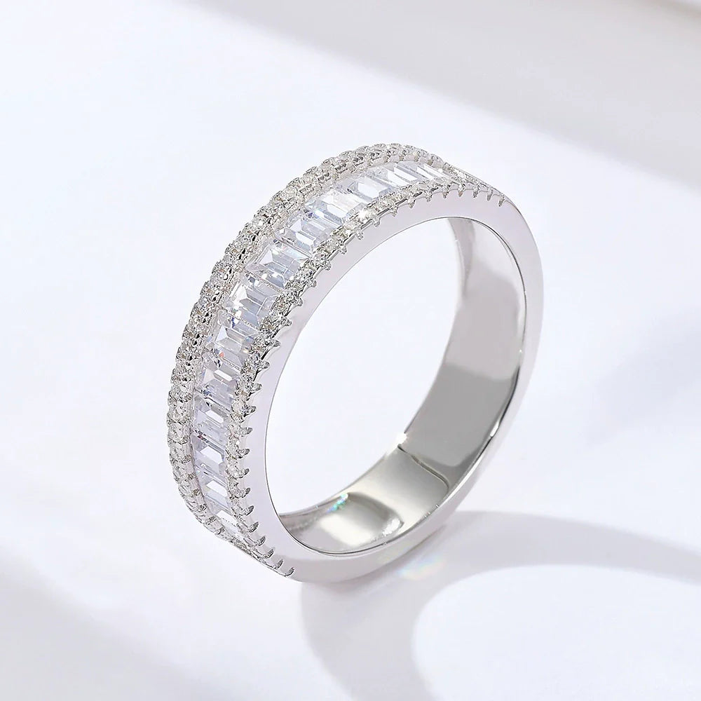 Sculpted Round Cut 2.0ct Pave Ring Sets In Sterling Silver