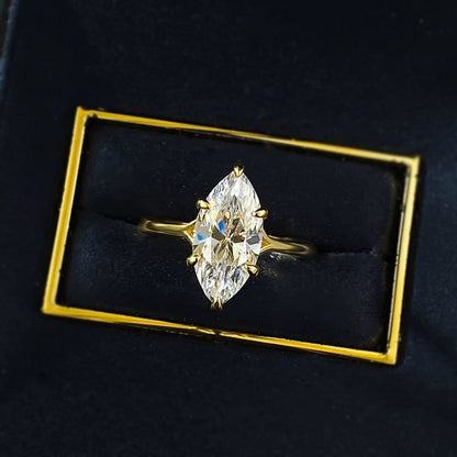Ethereal Solitaire Marquise Cut 3.0ct Engagement Ring In Sterling Silver