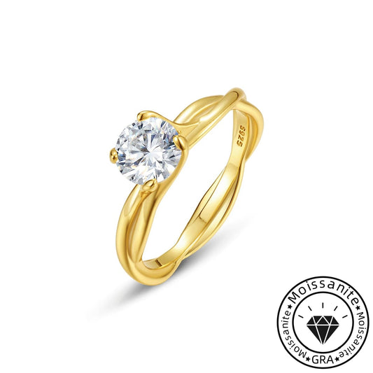 Elegant Round Cut 1.0ct Twist Design Engagement Ring In Sterling Silver