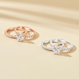Resplendent Round Cut 1.2ct Pave 925 Sterling Silver Wedding Ring Set