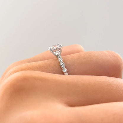 Lustrous Round Cut 1.2ct Pave Engagement Ring In Sterling Silver
